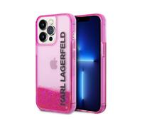 Custodia Karl Lagerfeld Liquid Glitter con logo allungato, rosa - iPhone 14 Pro Max