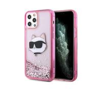 Custodia Karl Lagerfeld Liquid Glitter NFT Choupette Head, rosa - iPhone 12 / 12 Pro