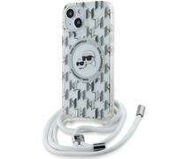 Custodia Karl Lagerfeld per iPhone 15 6,1 Custodia rigida trasparente IML Crossbody Monogram Karl & Choupette Head MagSafe - Nouvo