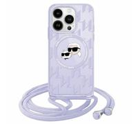 Custodia Karl Lagerfeld per iPhone 15 Pro 6.1 viola Custodia rigida IML Crossbody Monogram Karl & Choupette Head MagSafe - Nouvo