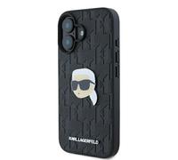 Custodia Karl Lagerfeld per iPhone 16 6.1 nero Custodia rigida Monogram Karl Head Pin - Nouvo