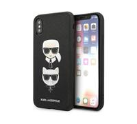 Custodia Karl Lagerfeld Saffiano Karl & Choupette Heads Nero - iPhone XS/X