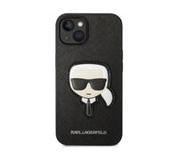 Custodia Karl Lagerfeld Saffiano Karl Head Patch, nera - iPhone 14 Plus