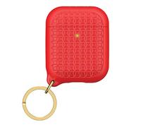 Custodia Keyring per AirPods 1 e 2 - Custodia AirPods in silicone, luce di ricarica visibile, extra aderente, portachiavi incluso, compatibile con per la ricarica wireless - Rosso