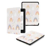 Custodia Kindle 2019 10th Generazione Cover Pelle Flip 360° Protezione Automatici Svegliati o Sonno Funzione Magnetico Ultra-Sottile Cover per Kindle 2019,Rosa Viola Nuvole E Arcobaleno
