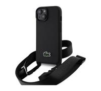 Custodia Lacoste per iPhone 15, nera - Iconic Petit Piqué Crossbody