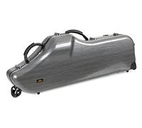 Custodia Lechgold Deluxe per Sassofono Baritono - Rigida Trolley Case Robusto per Sassofoni Baritono - Imbottitura Termica per Strumento, S-Bow, Bocchino e Accessori - Set Zaino - Cool Look Carbonio