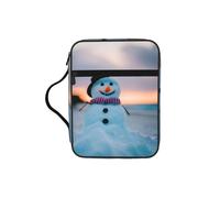 Custodia leggera con stampa di pupazzo di neve sulla spiaggia, custodia per tablet, custodia per trucchi e matite, per chiesa, scuola, viaggi