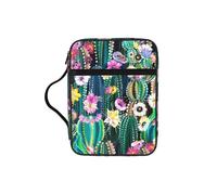 Custodia leggera per tablet con stampa di cactus in fiore e bibbia, borsa per il trucco resistente, per la chiesa, la scuola, i viaggi