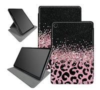 Custodia leopardata rosa glitterata per iPad 10a generazione 11,9 pollici versione 2022 (numero di modello: A2696 A2757 A2777), supporto pieghevole rotante a 360 gradi custodia con angoli di