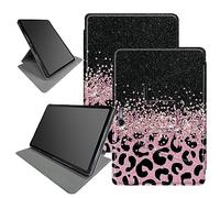 Custodia leopardata rosa glitterata per Microsoft Surface Go 3 2021 / Surface Go 2 2020 / Surface Go 2018 tablet da 10 pollici, rotazione a 360 gradi con angoli di visione multipli con auto sleep/wake