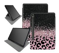 Custodia leopardata rosa glitterata per Samsung Galaxy Tab S9 11" 2023 rilasciato (modello: SM-X710/SM-X716B/SM-X718U), con portapenne, rotazione a 360 gradi, angoli di visione multipli con auto sleep