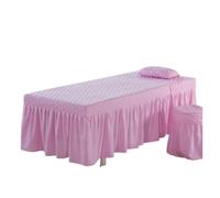 Custodia Lettino Massaggio Portatile 1 lenzuolo solo for lettino da massaggio for salone di bellezza, for SPA delicato sulla pelle, con gonna(Color 12,Round head (70x185))