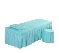 Custodia Lettino Massaggio Portatile 1 pezzo solo lenzuolo solido salone di bellezza massaggio pelle-amichevole letto SPA copertura completa con foro(SKY BLUE,180x60 bedskirt only)