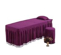 Custodia Lettino Massaggio Portatile Copriletto for salone di bellezza + federa 2 pezzi Set SPA Massaggio Lenzuolo for lettino da massaggio delicato sulla pelle Gonna for letto con foro Colchas(Color