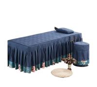 Custodia Lettino Massaggio Portatile Gonna da letto for salone di bellezza, copriletto for lettino massaggio SPA delicato sulla pelle, con foro(Dark Blue,70x185 cm)