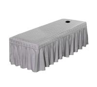 Custodia Lettino Massaggio Portatile Gonna da letto trapuntata spessa, copriletto scozzese for massaggi da salone di bellezza con foro(Light Grey,180x70 bedskirt only)