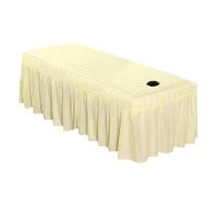 Custodia Lettino Massaggio Portatile Gonna da letto trapuntata spessa, copriletto scozzese for massaggi salone di bellezza con foro(Beige,190x80 bedskirt only)