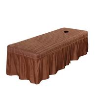 Custodia Lettino Massaggio Portatile Gonna da letto trapuntata spessa, copriletto scozzese for massaggi salone di bellezza con foro(Brown,185x70 bedskirt only)