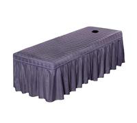 Custodia Lettino Massaggio Portatile Gonna da letto trapuntata spessa, copriletto scozzese for massaggi salone di bellezza con foro(PURPLE,180x60 bedskirt only)