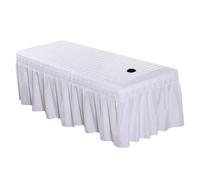 Custodia Lettino Massaggio Portatile Gonna da letto trapuntata spessa, copriletto scozzese for massaggi da salone di bellezza con foro(WHITE,180x70 bedskirt only)