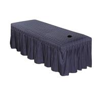 Custodia Lettino Massaggio Portatile Gonna da letto trapuntata spessa, copriletto scozzese for massaggi salone di bellezza con foro(Dark Blue,185x70 bedskirt only)