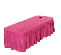Custodia Lettino Massaggio Portatile Gonna da letto trapuntata spessa, copriletto scozzese for massaggi da salone di bellezza con foro(Rose red,180x70 bedskirt only)