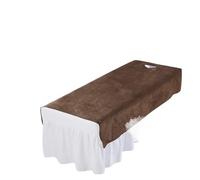 Custodia Lettino Massaggio Portatile Lenzuola in velluto for salone di bellezza, copriletto for lettino da massaggio SPA, copriletto morbido for salone con/senza foro(Brown,80x200cm with hole)