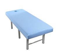 Custodia Lettino Massaggio Portatile Lenzuolo da massaggio a righe in raso elastico, completamente ricoperto di in gomma, set lettino con fori(SKY BLUE,180x60)