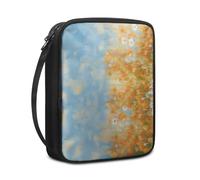 Custodia Libro Blu Arancione Floreale Copertura Bibbia con Manico Cerniera Tela in Poliestere per Uomo Donna Porta Libro Grandi Capacità Custodia per Libri 27.5x22.5x5.5 cm