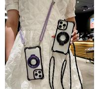 Custodia magnetica con quattro angoli per iPhone 17 16 15 Pro Max 14 Plus 13 12 11 Pro X Magsafe Ring Holder PC Custodia con tracolla a tracolla