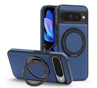 Custodia magnetica in pelle per Google Pixel 9 Pro, [compatibile con MagSafe] girevole a 360° con cavalletto regolabile antiurto protettiva sottile (blu)
