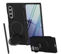 Custodia magnetica Mag-Safe per Samsung Z Fold 3, supporto girevole pieghevole, protezione per lo schermo frontale, cover per Samsung Galaxy Z Fold3 con penna stilo-Nero