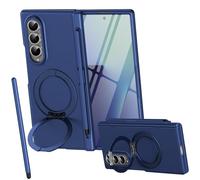 Custodia magnetica Mag-Safe per Samsung Z Fold 3, supporto girevole pieghevole, protezione per lo schermo frontale, cover per Samsung Galaxy Z Fold3 con penna stilo-Blu