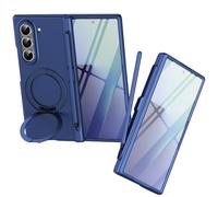 Custodia magnetica Mag-Safe per Samsung Z Fold 5, supporto girevole pieghevole, protezione per lo schermo frontale, cover per Samsung Galaxy Z Fold5 con penna stilo-Blu