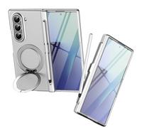 Custodia magnetica Mag-Safe per Samsung Z Fold 5, supporto girevole pieghevole, protezione per lo schermo frontale, cover per Samsung Galaxy Z Fold5 con penna stilo-Argento