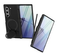 Custodia magnetica Mag-Safe per Samsung Z Fold 5, supporto girevole pieghevole, protezione per lo schermo frontale, cover per Samsung Galaxy Z Fold5 con penna stilo-Nero