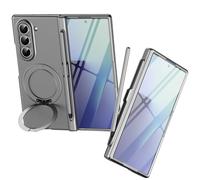 Custodia magnetica Mag-Safe per Samsung Z Fold 5, supporto girevole pieghevole, protezione per lo schermo frontale, cover per Samsung Galaxy Z Fold5 con penna stilo-Grigio