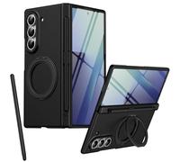 Custodia magnetica Mag-Safe per Samsung Z Fold 6, supporto girevole pieghevole, protezione per lo schermo frontale, cover per Samsung Galaxy Z Fold6 con penna stilo-Nero