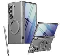 Custodia magnetica Mag-Safe per Samsung Z Fold 6, supporto girevole pieghevole, protezione per lo schermo frontale, cover per Samsung Galaxy Z Fold6 con penna stilo-Grigio