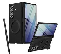 Custodia magnetica Mag-Safe per Samsung Z Fold 7, supporto girevole pieghevole, protezione per lo schermo frontale, cover per Samsung Galaxy Z Fold7 con penna stilo-Nero