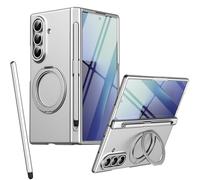 Custodia magnetica Mag-Safe per Samsung Z Fold 7, supporto girevole pieghevole, protezione per lo schermo frontale, cover per Samsung Galaxy Z Fold7 con penna stilo-Argento