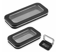 Custodia magnetica per aghi da cucito, con coperchio in acrilico trasparente, rettangolare, portatile, sicura, per cucito, trapuntatura, artigianato, piccole spille, 2 pezzi (S, M)