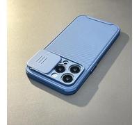 Custodia magnetica per la protezione dell'obiettivo della fotocamera Slide per iPhone 16, 15 Pro Max, 14, 13, 12 e 11, in silicone, con ricarica wireless, blu navy, per iPhone 14.