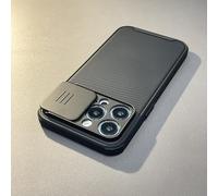 Custodia magnetica per la protezione dell'obiettivo della fotocamera Slide per iPhone 16, 15 Pro Max, 14, 13, 12 e 11, in silicone, con ricarica wireless, nera, per iPhone 13.