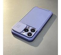 Custodia magnetica per la protezione dell'obiettivo della fotocamera Slide per iPhone 16, 15 Pro Max, 14, 13, 12 e 11, in silicone, con ricarica wireless, viola scuro, per iPhone 14 Pro.