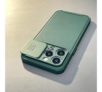 Custodia magnetica per la protezione dell'obiettivo della fotocamera Slide per iPhone 16, 15 Pro Max, 14, 13, 12 e 11, in silicone, con ricarica wireless, verde scuro, per iPhone 14 Pro Max.