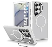 Custodia magnetica per Samsung Galaxy S25 Ultra con anello magnetico, custodia per Galaxy S25 Ultra con supporto ad anello per obiettivo, custodia antiurto per Samsung S25 Ultra con pellicola