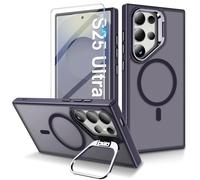 Custodia magnetica per Samsung Galaxy S25 Ultra con anello magnetico, custodia per Galaxy S25 Ultra con supporto ad anello per obiettivo, custodia antiurto per Samsung S25 Ultra con pellicola
