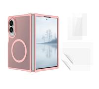 Custodia magnetica per Samsung Galaxy Z Fold8 con set di vetro, rosa | 2 vetri protettivi esterni, 2 pellicole in idrogel interno, telaio in TPU, piastra posteriore da 2,0 mm, sensazione SkinFeel